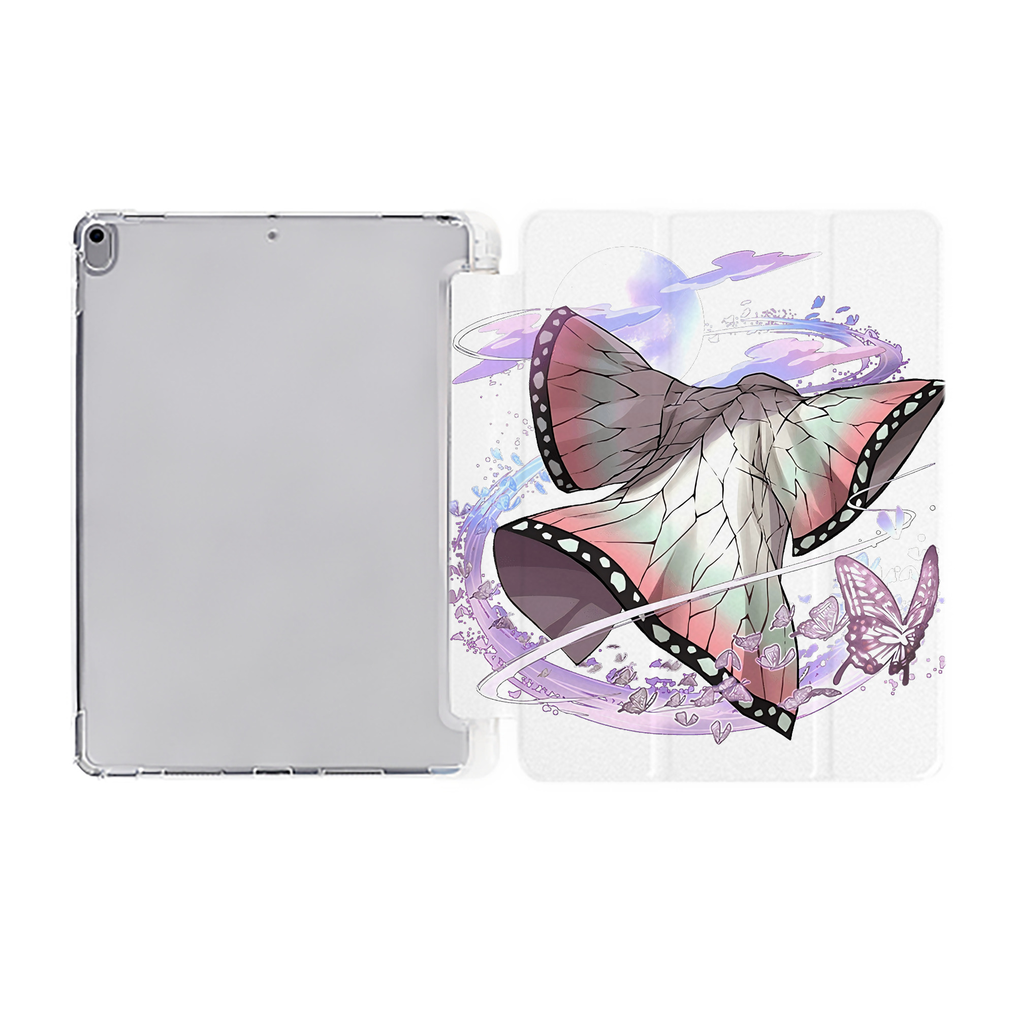 （画像用） 鬼滅の刃（きめつのやいば）蟲柱-胡蝶 しのぶ／こちょう しのぶ Kochou Shinobu IPad ケース ペン収納付き 三つ折りスタンド PUレザー×シリコン 対応機種9.5/10.5/10.9インチ